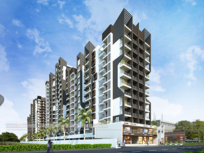 Aurangabad-Highrise-apartments-shopping-complex-apartment-virtual-flythrough