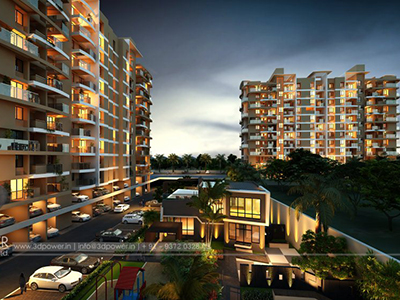 Bangalore-beautiful-evening-view-of-apartments-india-architectural-rendering