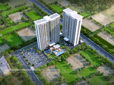 Bangalore-Highrise-apartments-front-view-3d-model-visualization-architectural-visualization-3d-walkthrough-company
