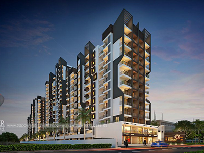 Bangalore-Township-apartments-evening-view-3d-model-visualization-architectural-visualization-3d-walkthrough-company