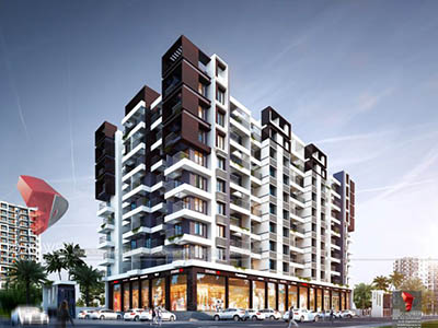 Bangalore-Side-view-shopping-complex-elevation-3d-view-design