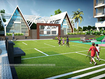 Bangalore-play-ground-swimming-pool-parking-lavish-apartment-design-3d-walkthrough-freelance-company-service-india