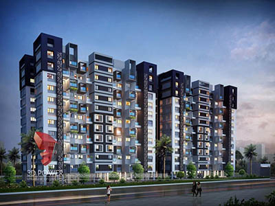 Hyderabad-3d-animation-apartment-rendering-panoramic-eveinging-view-apartments-studio-apartments
