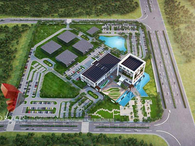 Hyderabad-3d-rendering-services-3d-real-estate-rendering-company-industrial-project-birds-eye-view