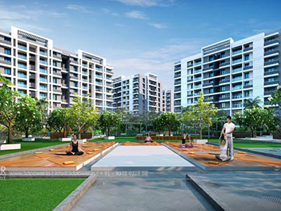 Hyderabad-Playground-children-women-apartments-3d-design-elevation-3d-rendering