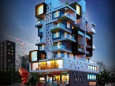 Hyderabad-architect-design-firm-3d-rendering-company-company-studio-apartment-night-view-eye-level-virtual-rendering-company