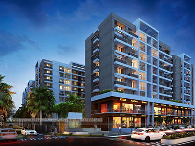 Hyderabad-Side-view-shopping-complex-elevation3d-view-design