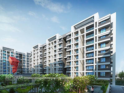 exterior-render-3d-walkthrough-freelance-service-architectural-3d-walkthrough-freelance-Hyderabad-apartment-birds-eye-view-day-view