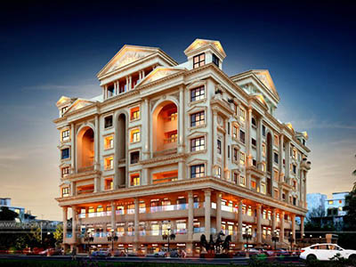 Hyderabad-3d-walkthrough-freelance-services-3d-real-estate-walkthrough-freelance-company-shopping-area-evening-view-eye-level-view