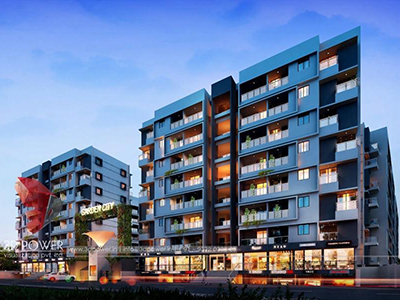 Pune-3d-Architectural-services-3d-real-estate-3d-walkthrough-company-apartment-buildings-evening-view