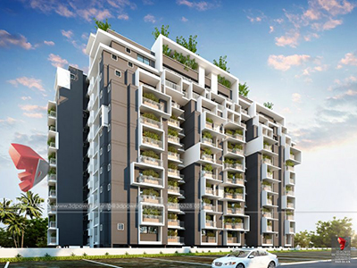 Pune-architectural-visualization-3d-walkthrough-service-provider-company-apartments-birds-eye-view-evening-view-3d-model-visualization