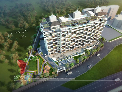 Rewa-apartments-birds-eye-view-evening-view-3d-model-visualization-architectural-visualization-3d-walkthrough-company